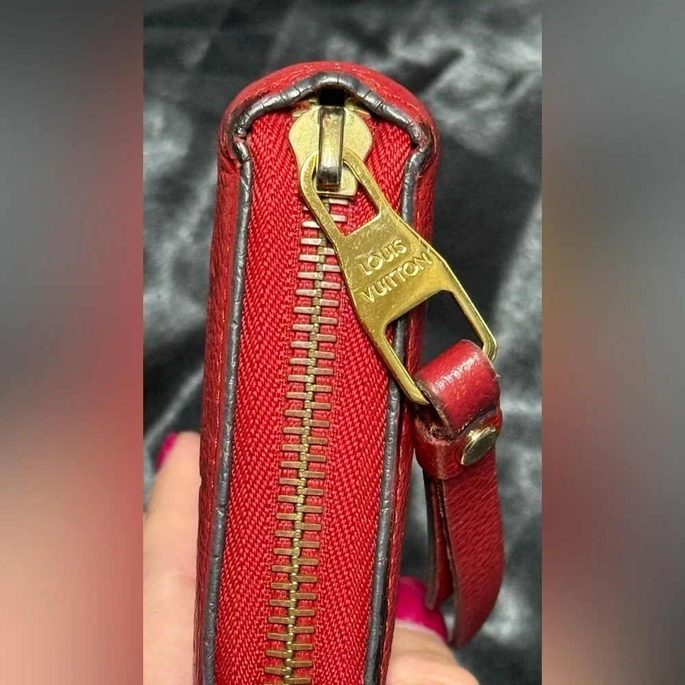 Louis Vuitton red Empreinte monogram zippy wallet